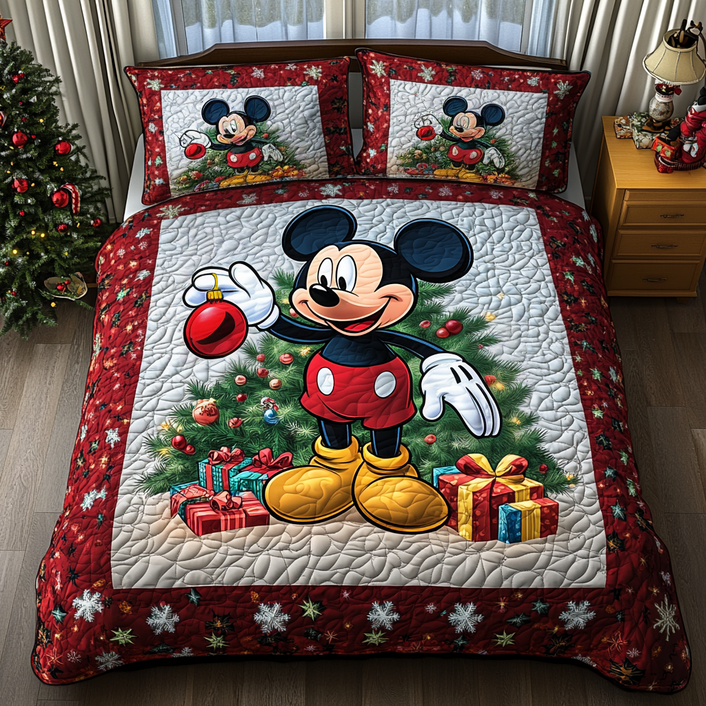 Tinsel & Tidings 3-Piece Quilted Bedding Set NCU0LT006