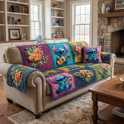 Tropical Joy Squares Quilted Sofa Cover DMC0NT164