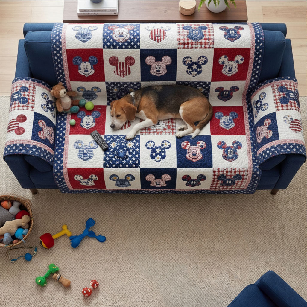 Warm Americana Retreat Quilted Sofa Cover DMC0PT055