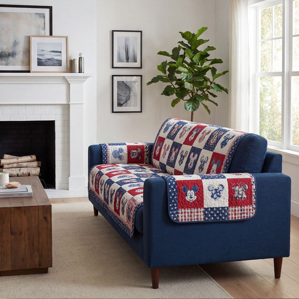 Warm Americana Retreat Quilted Sofa Cover DMC0PT055