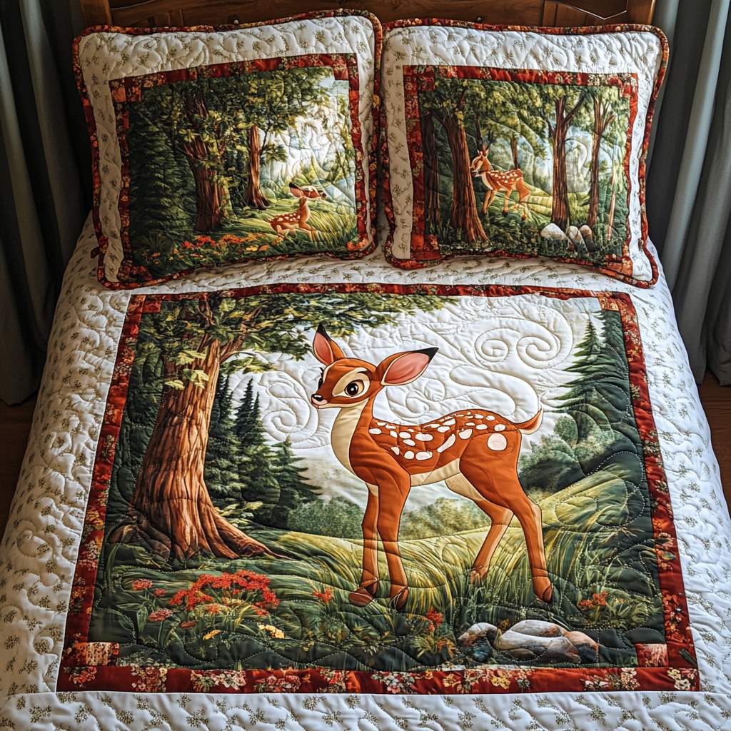 Whimsical Woodland 3-Piece Quilted Bedding Set NCU0LT028