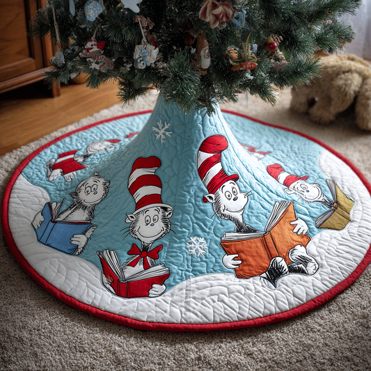 Whimsical Holiday Readers Quilted Tree Skirt NCU0HT110