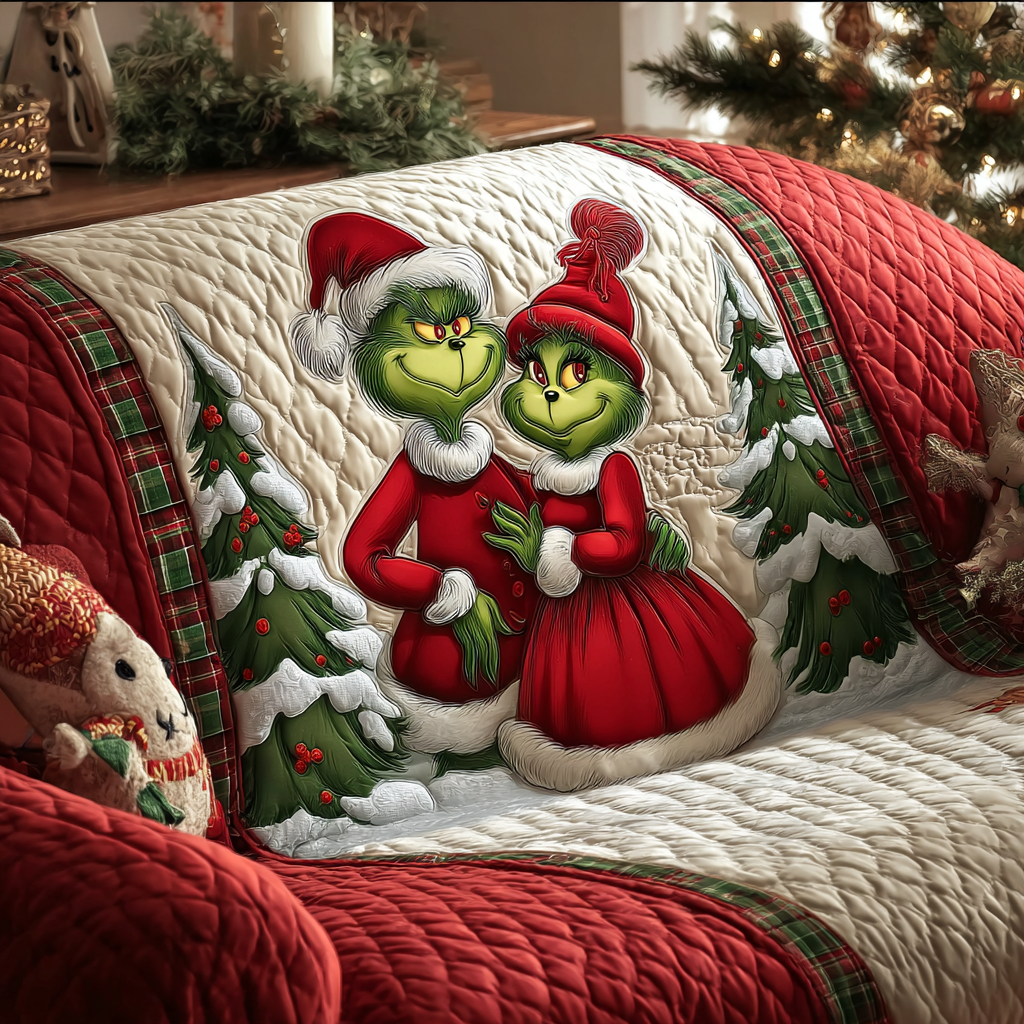 Whispering Pines Romance Quilted Sofa Cover NCU0HT135