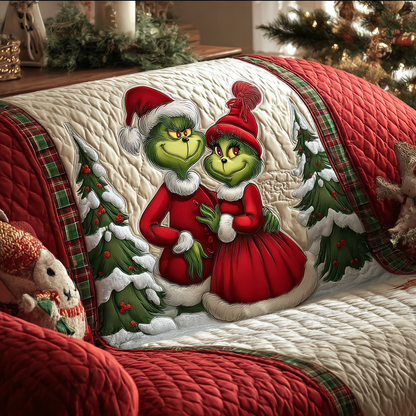 Whispering Pines Romance Quilted Sofa Cover NCU0HT135